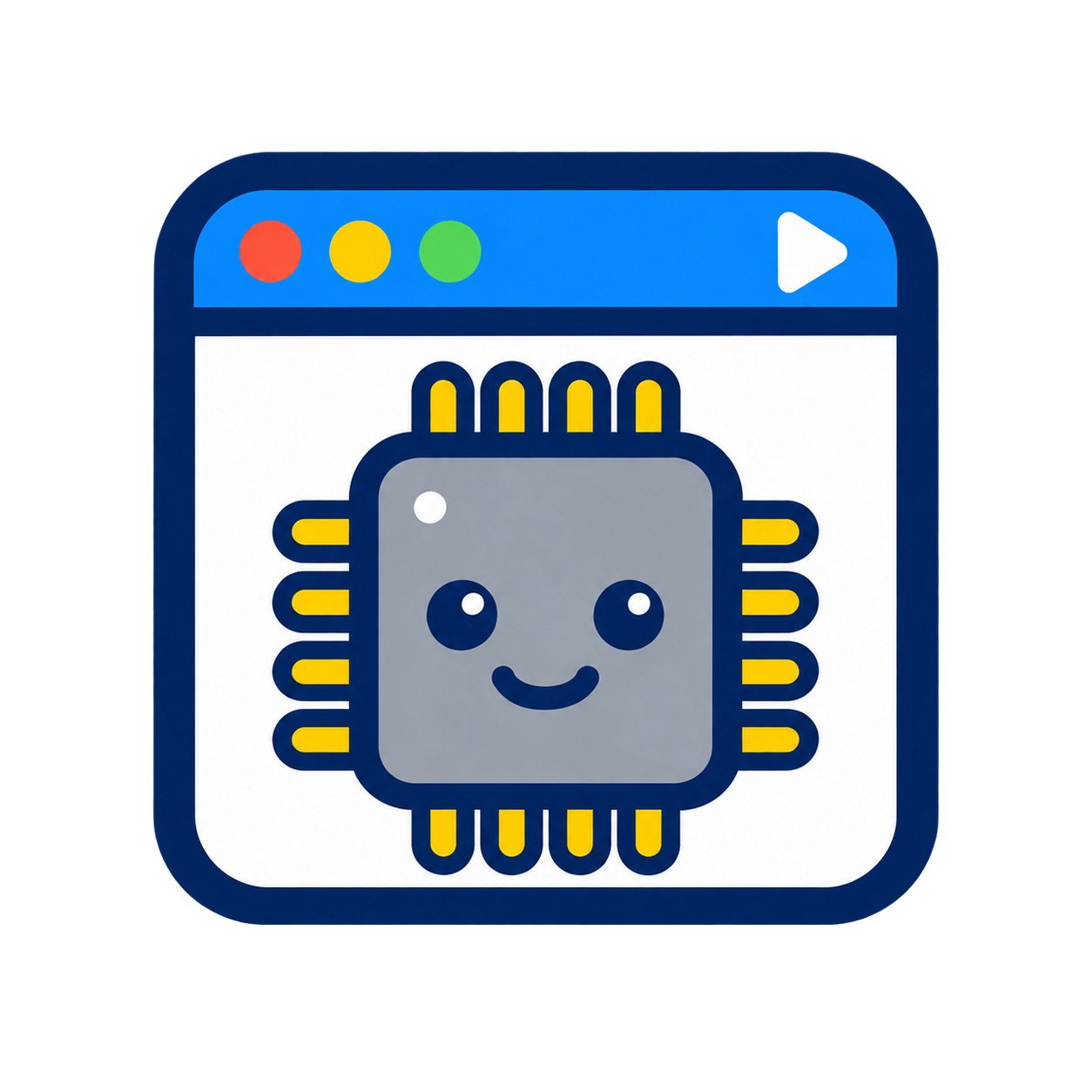 esp32sim — a smiling chip in an emulator window