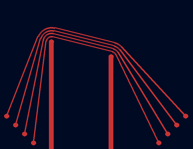 Animation. There are two upward barriers, with some space between tem, around which four rubberband traces, one over another, are wrapped. Enter mouse cursor. The cursor begins to stretch the left barrier to the right. As it's stretched, the traces cease to be wrapped around the right barrier, becoming "free". The traces and the barrier are two-dimensional and all solid red. The background is black but also very slightly white and blue.