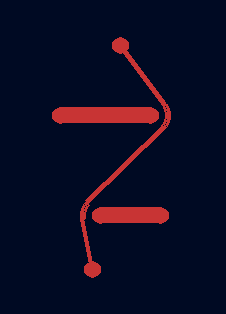 Animation showing a trace zigzagging around two barriers. The trace and the barriers are all solid red. The background is black but also very slightly white and blue.