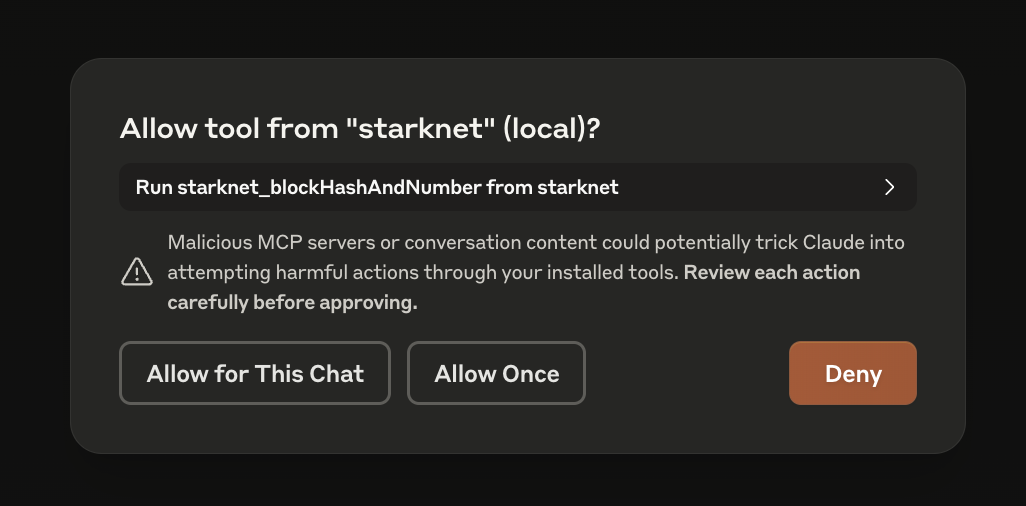 Claude asking for MCP permissions
