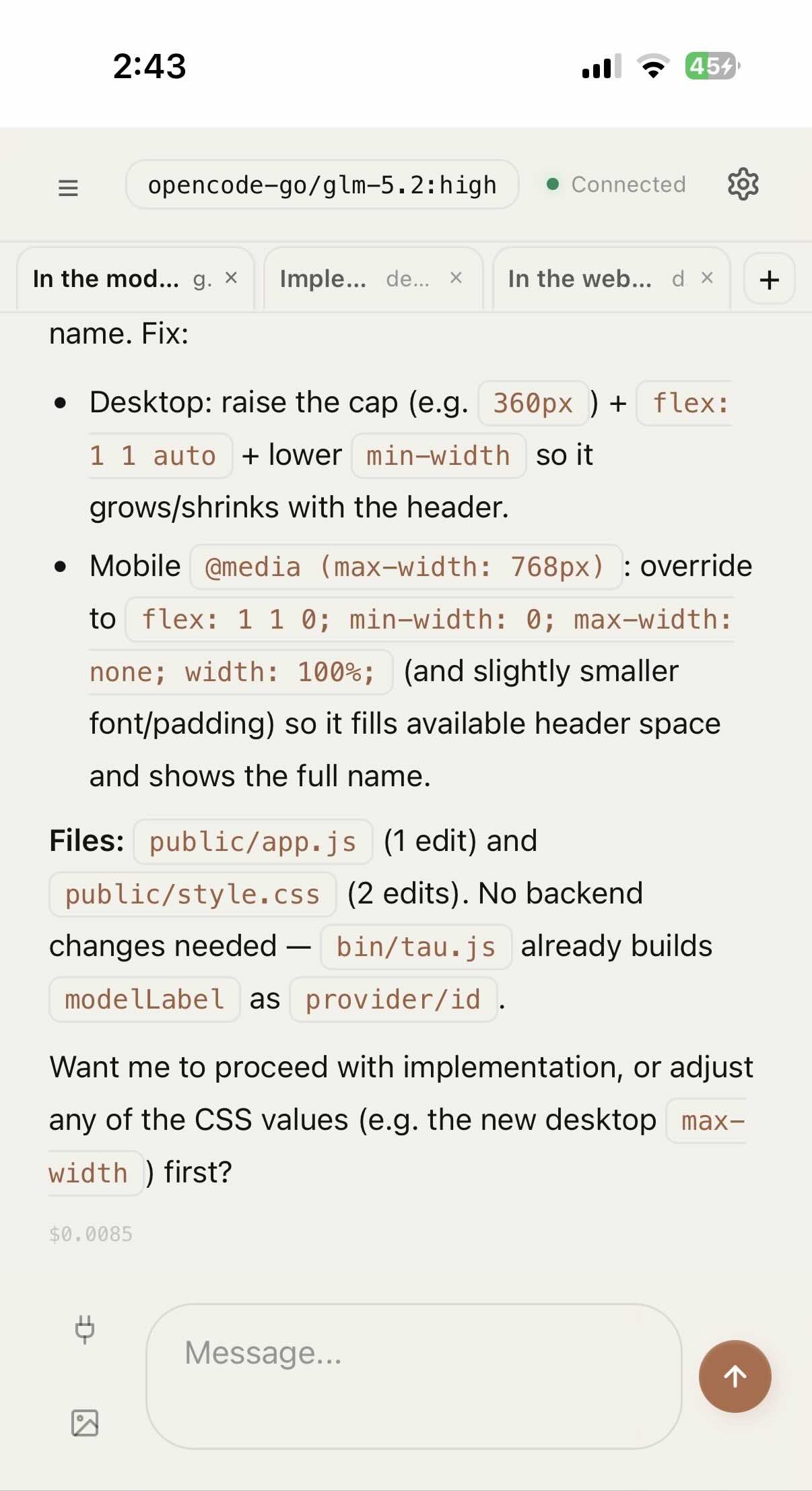 Mobile main page