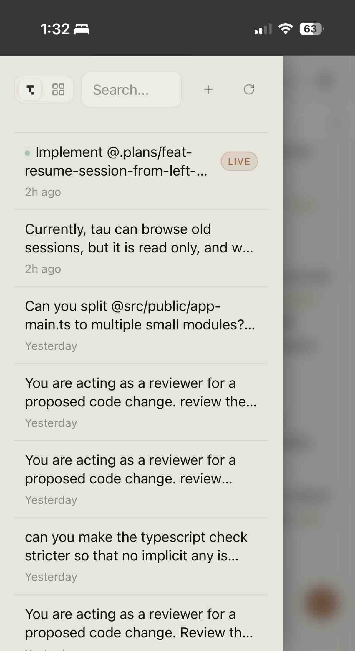 Mobile sidebar