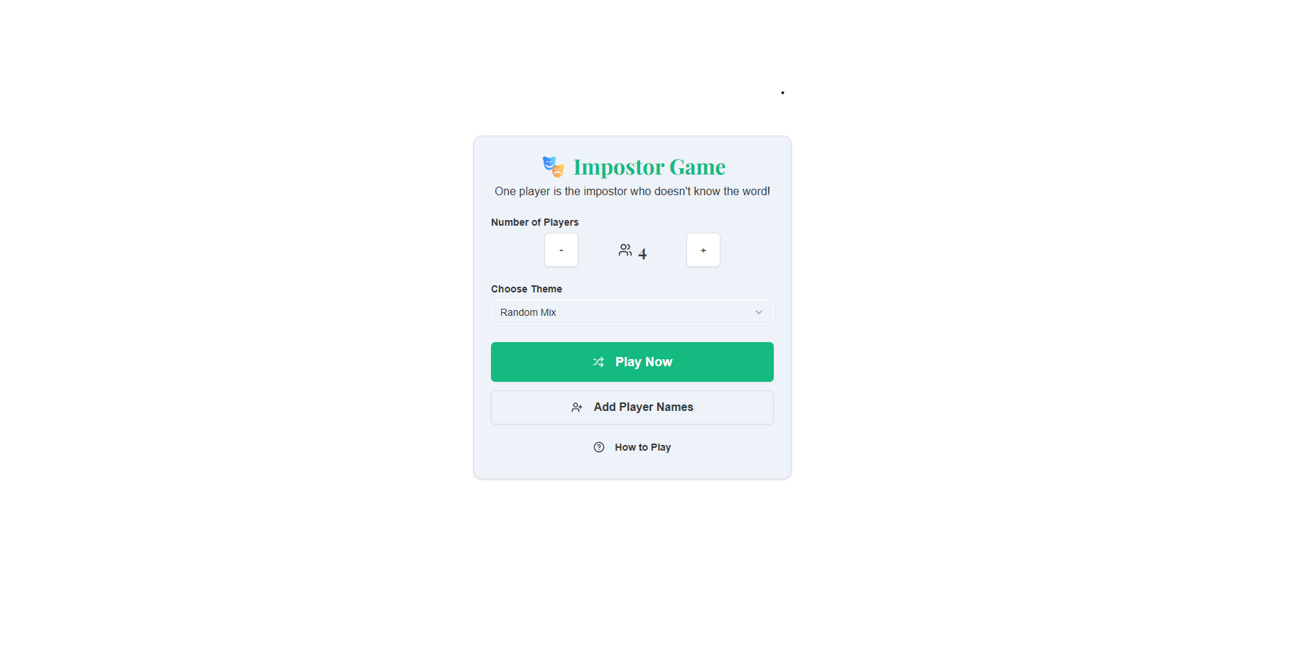 Impostor game web app
