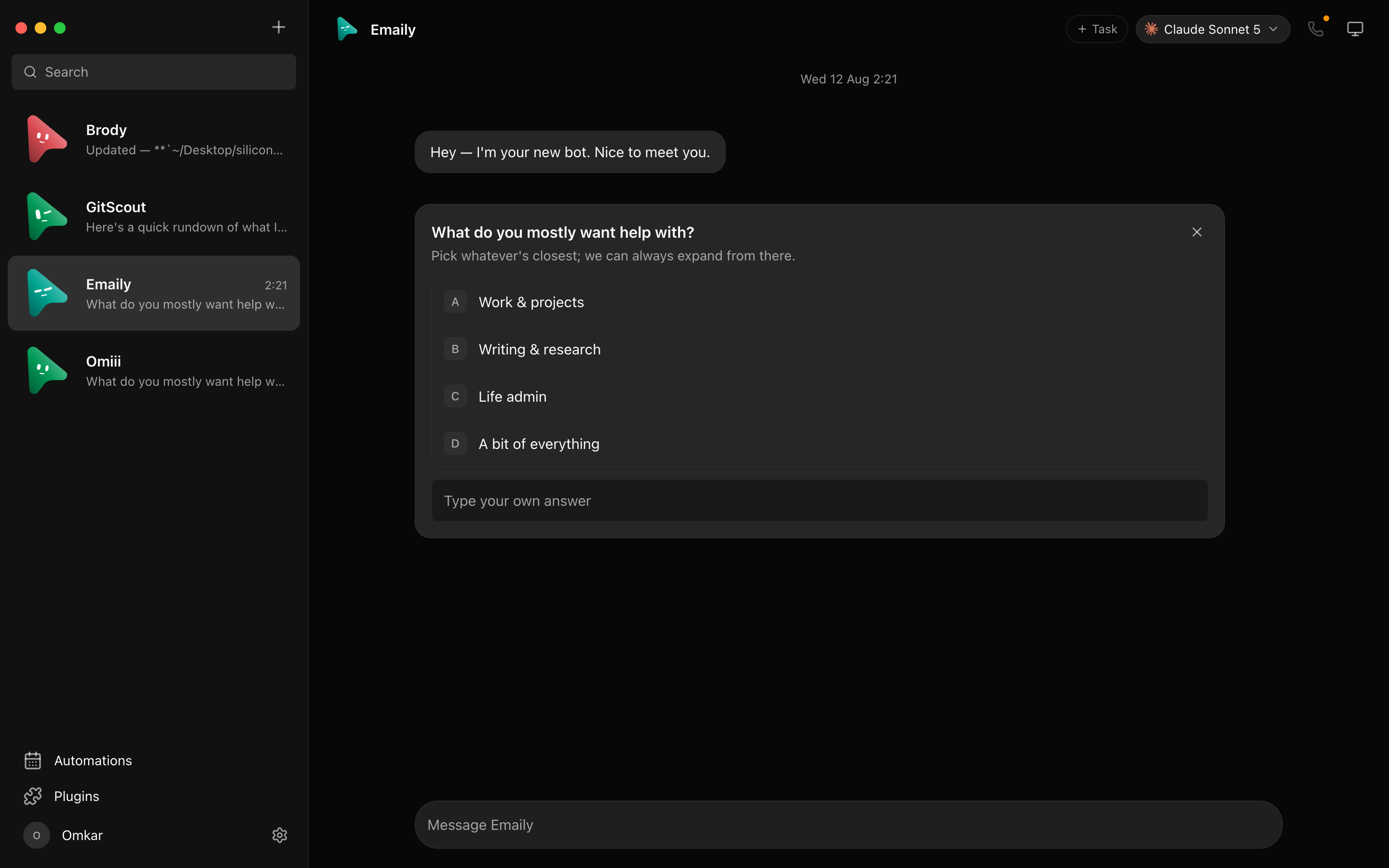 Approval and question cards in chat