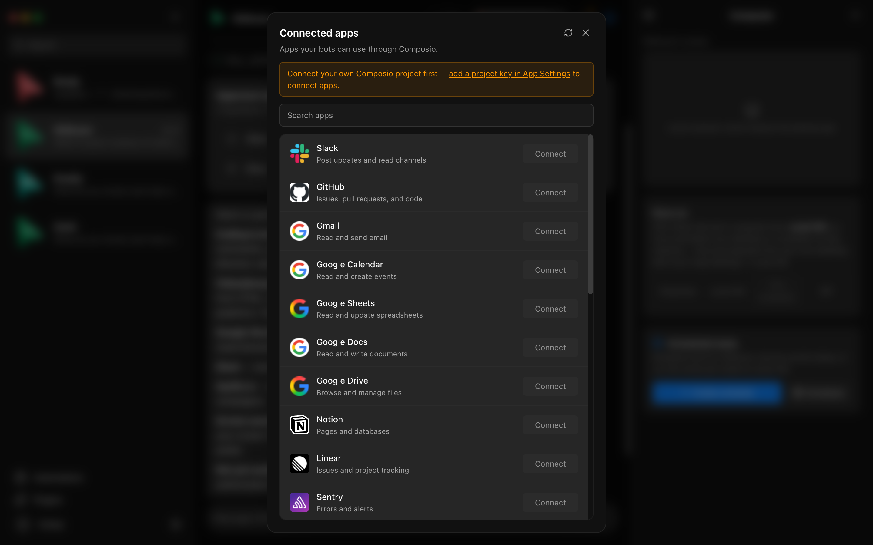 Connected apps marketplace