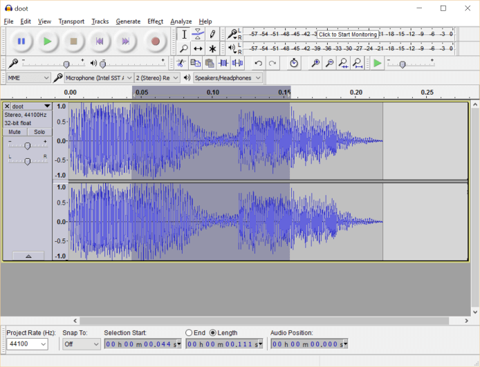 Rough crop in Audacity