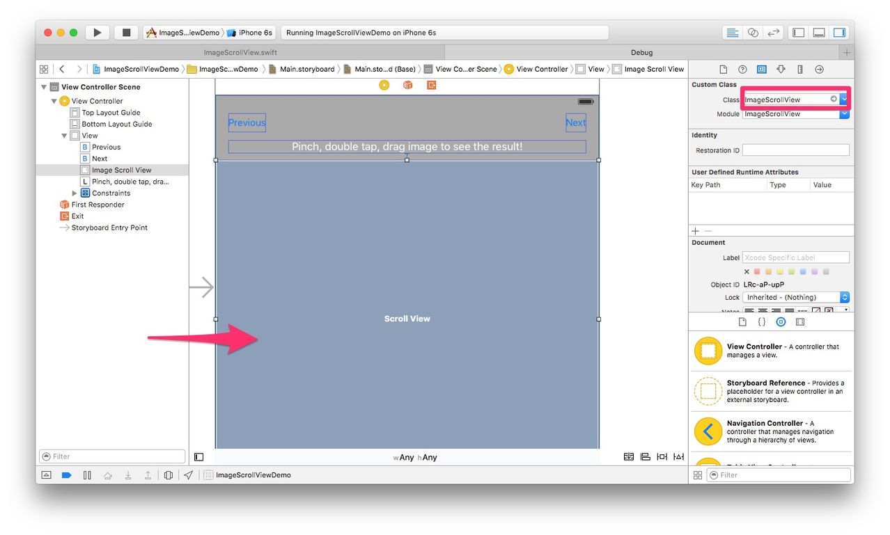 How to config ImageScrollView in storyboard