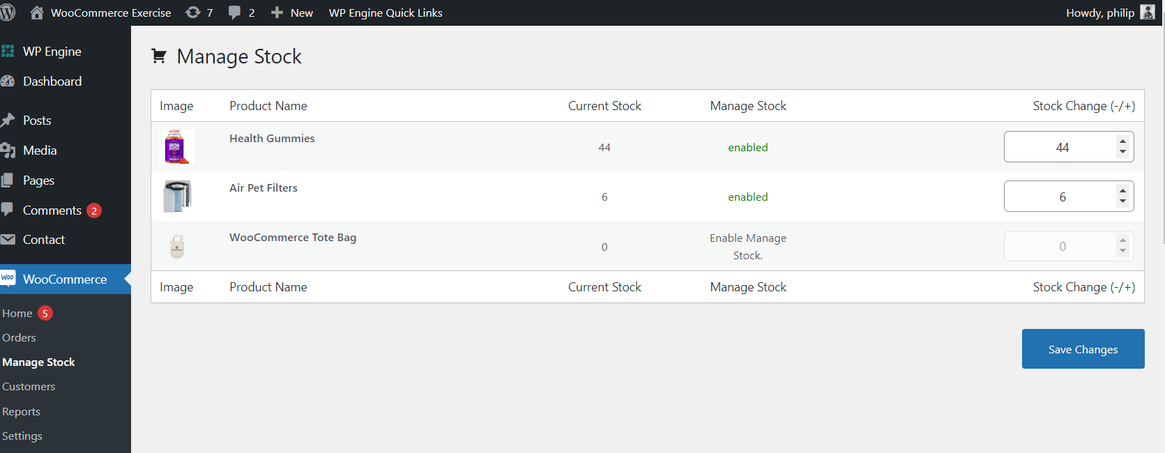 Optional Title Manage Stock Admin UI