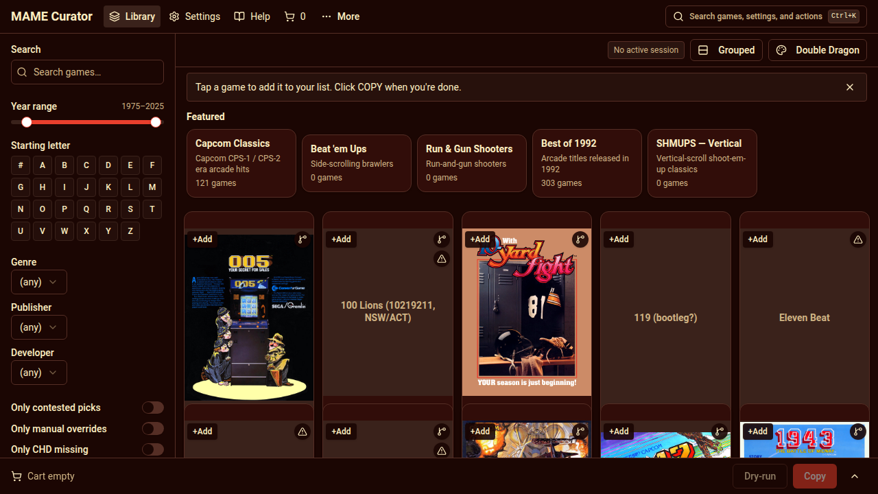 MAME Curator library page
