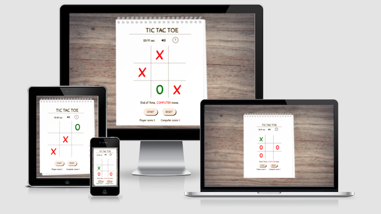 Tic Tac Toe game on different screen sizes