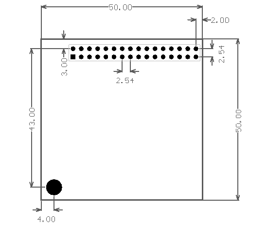 50x50mm标准外形单元板外形及接插件尺寸