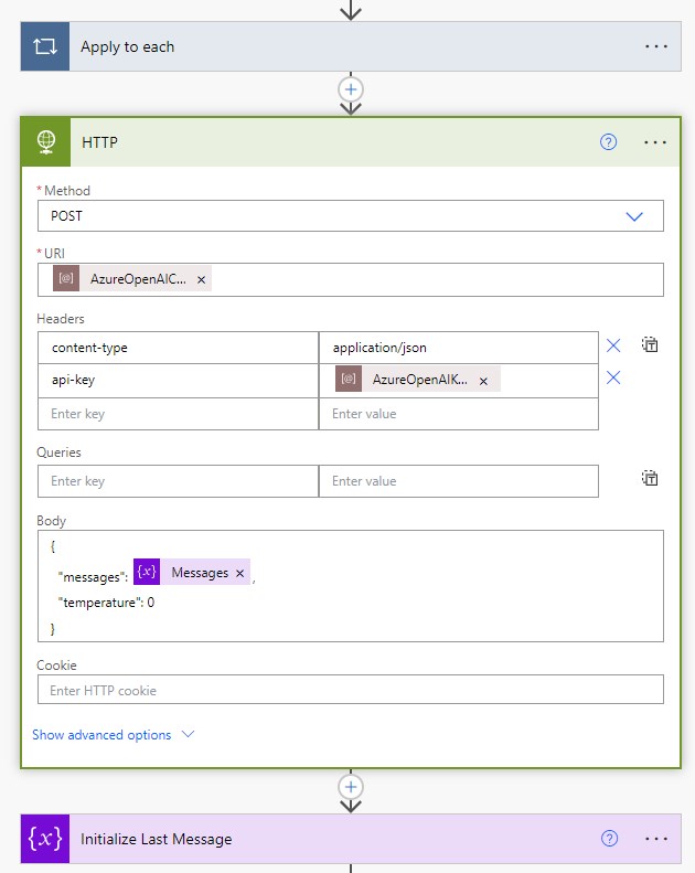 Enter URI and KEY in HTTP Connector