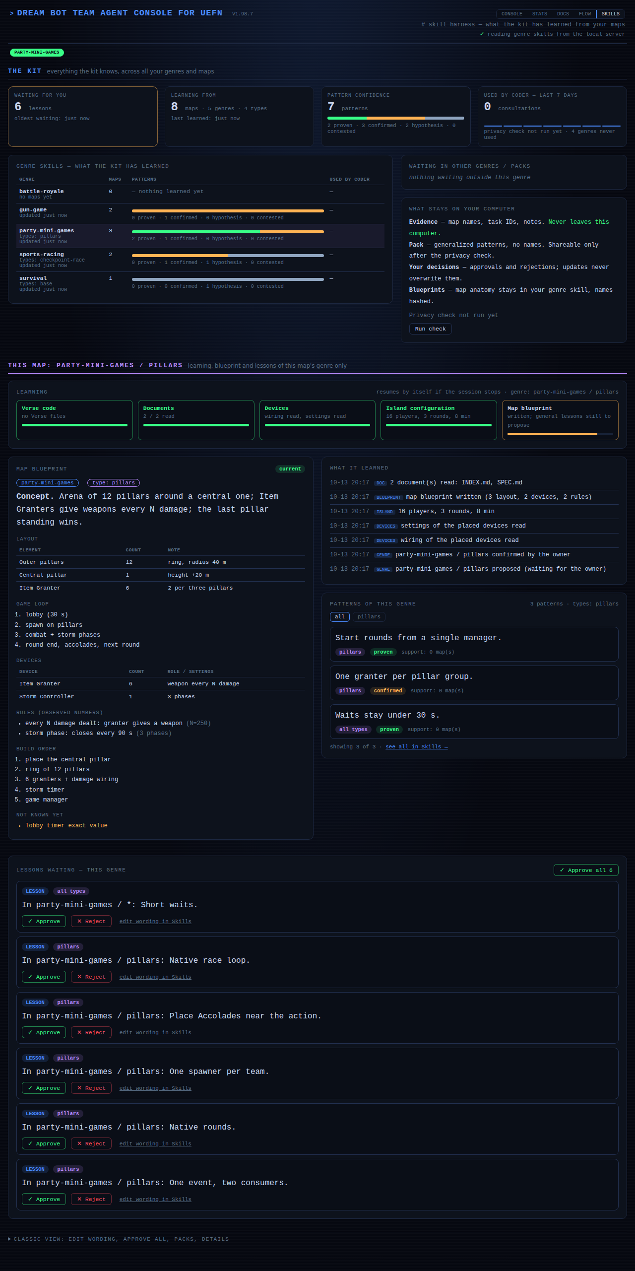 Skills page