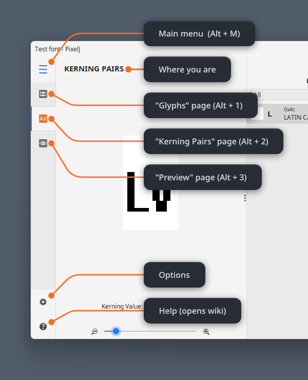 Project window layout