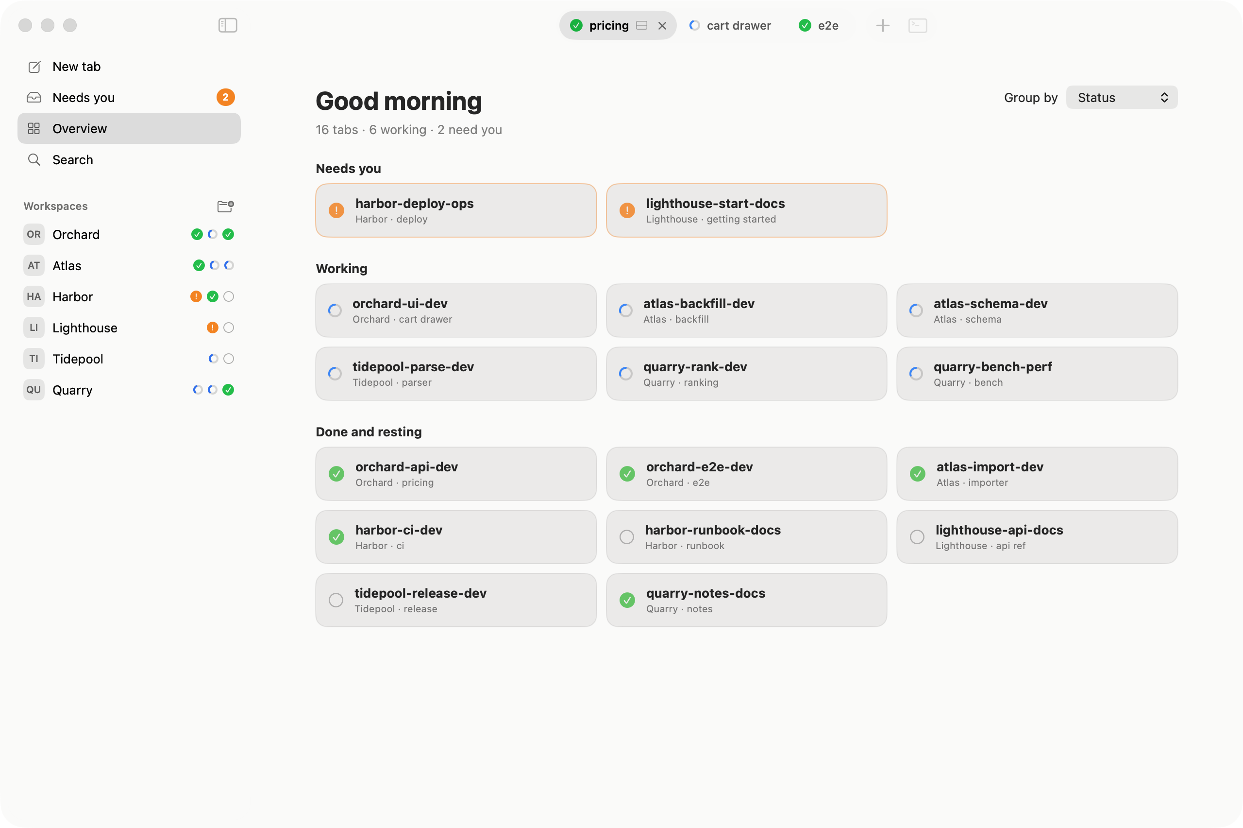 Sidebar and overview