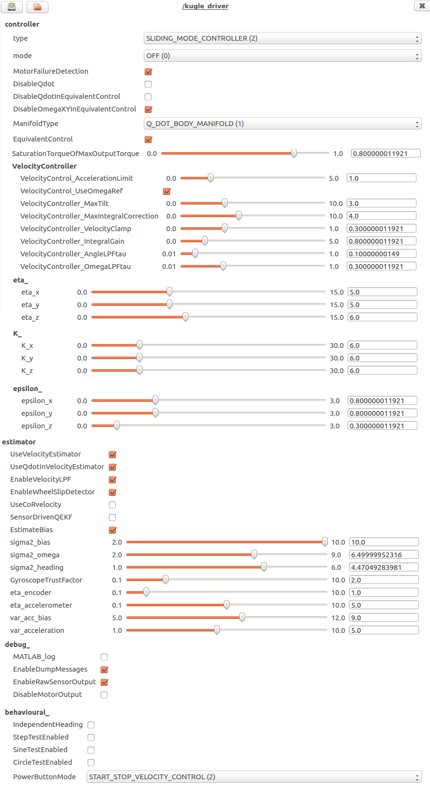 Reconfigure GUI (rqt_reconfigure)