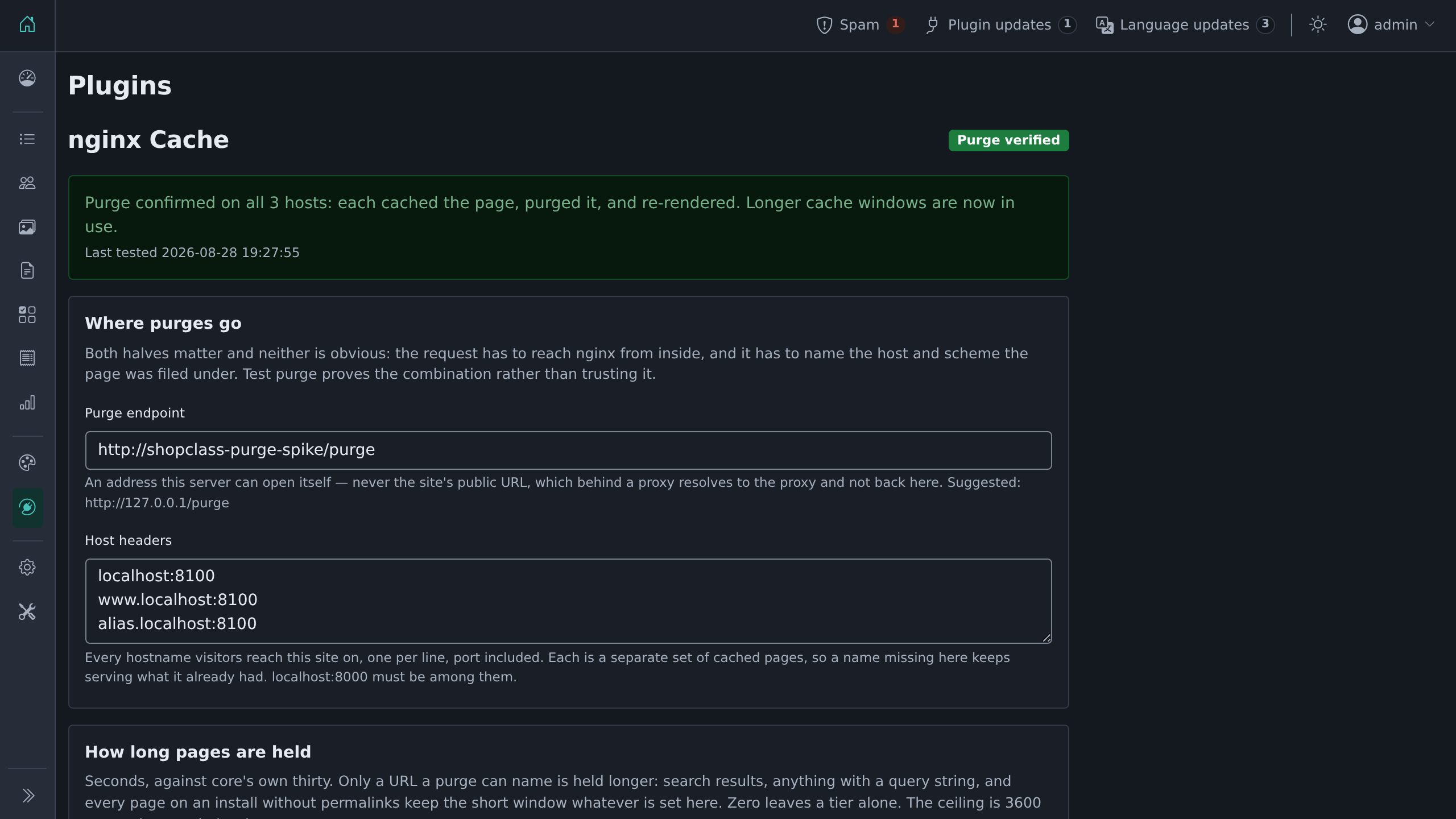 nginx Cache settings in the ShopClass admin