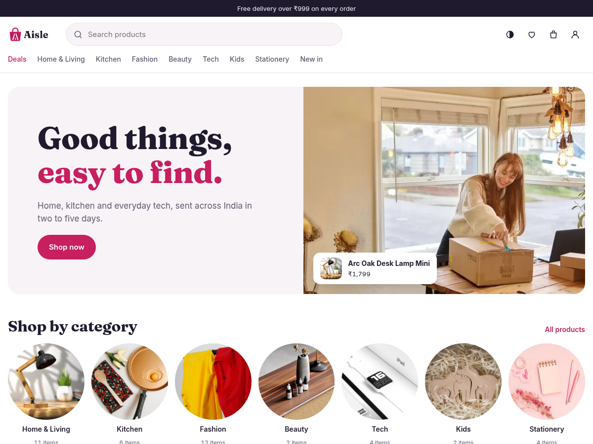Aisle home page