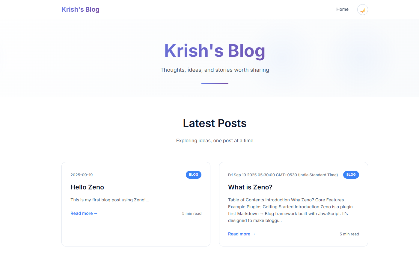 Sample Blog Screenshot