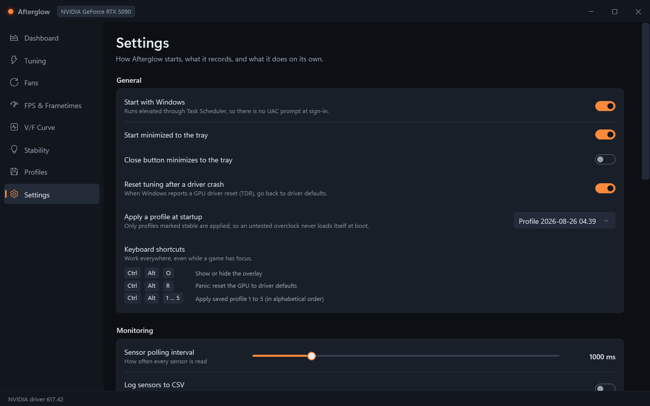 Settings page, grouped like Windows Settings