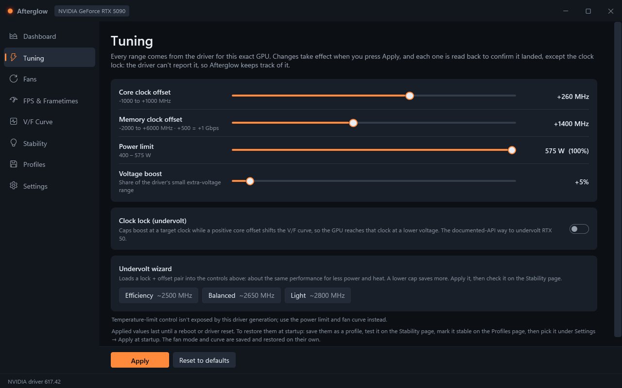 The Tuning page
