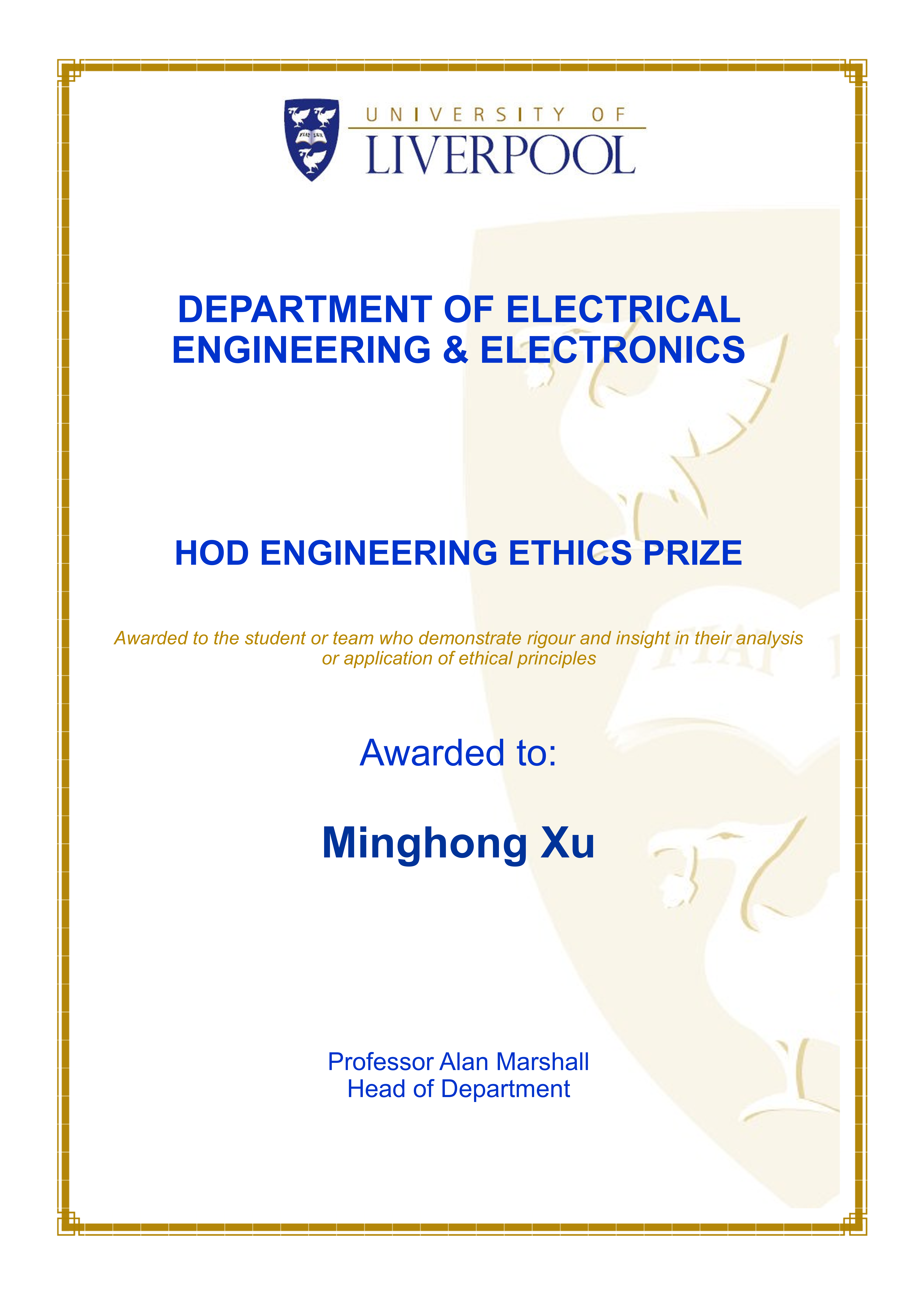 HoD Engineering Ethics Prize