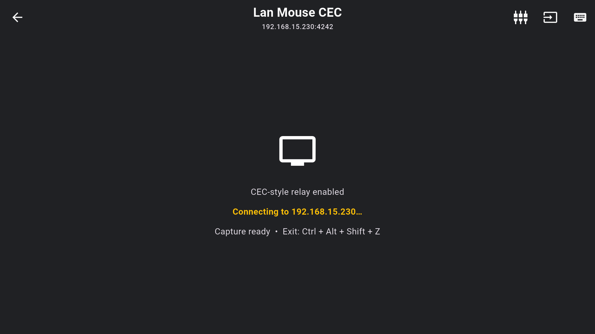 Lan Mouse CEC active client relay screen