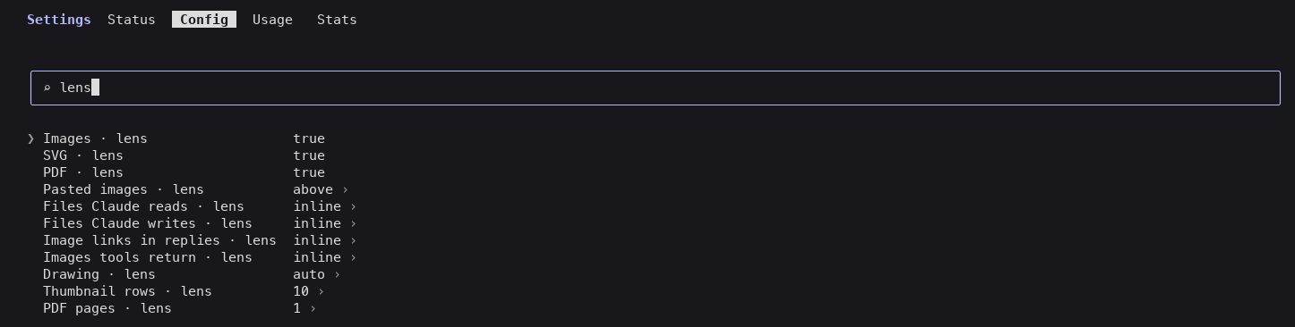the lens rows in /config