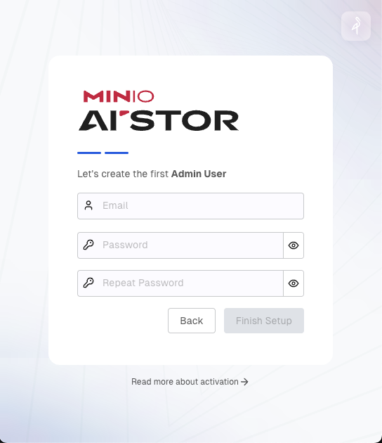 Register the first Admin user