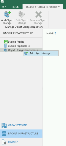 Adding Object Storage to VBO Step 1