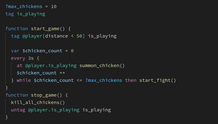 A sample of Minity code