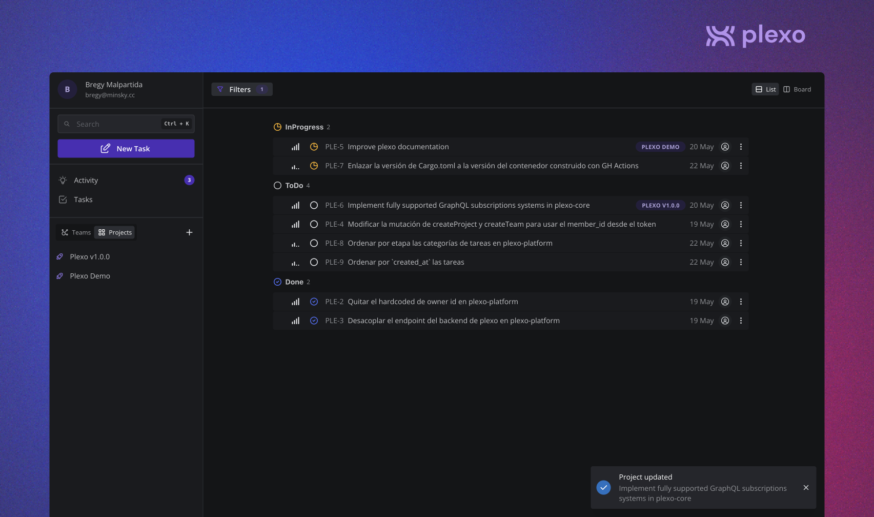 Plexo Platform Screenshot