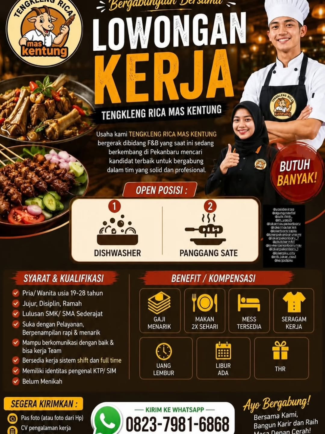 Lowongan Dishwasher & Panggang Sate Tengkleng Rica Mas Kentung Pekanbaru