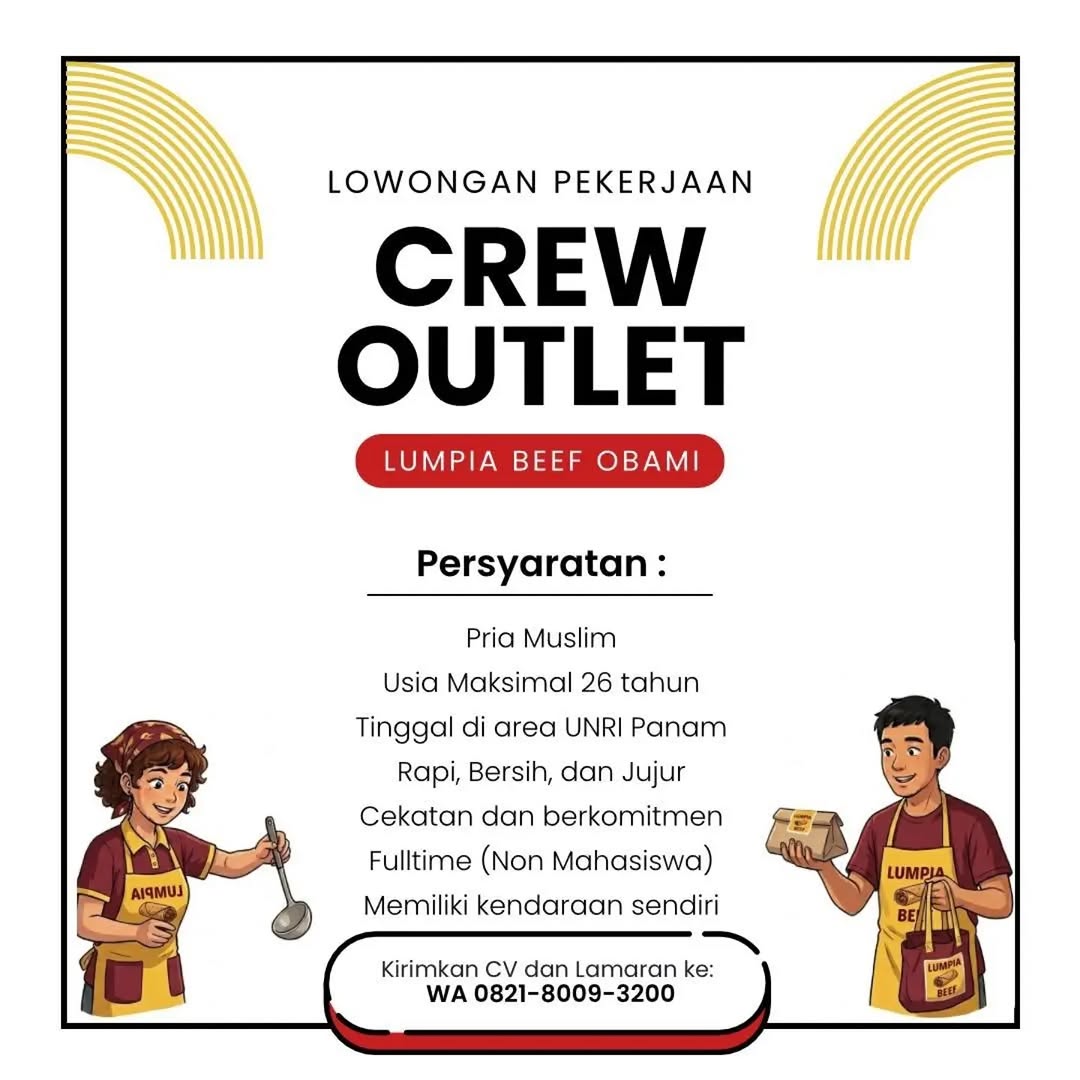 Lowongan Loker LUMPIA BEEF OBAMI LUMPIA BEEF OBAMI Pekanbaru