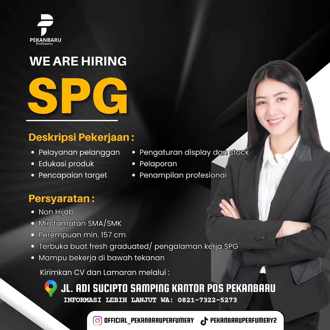 Lowongan SPG Pekanbaru Perfumery Pekanbaru