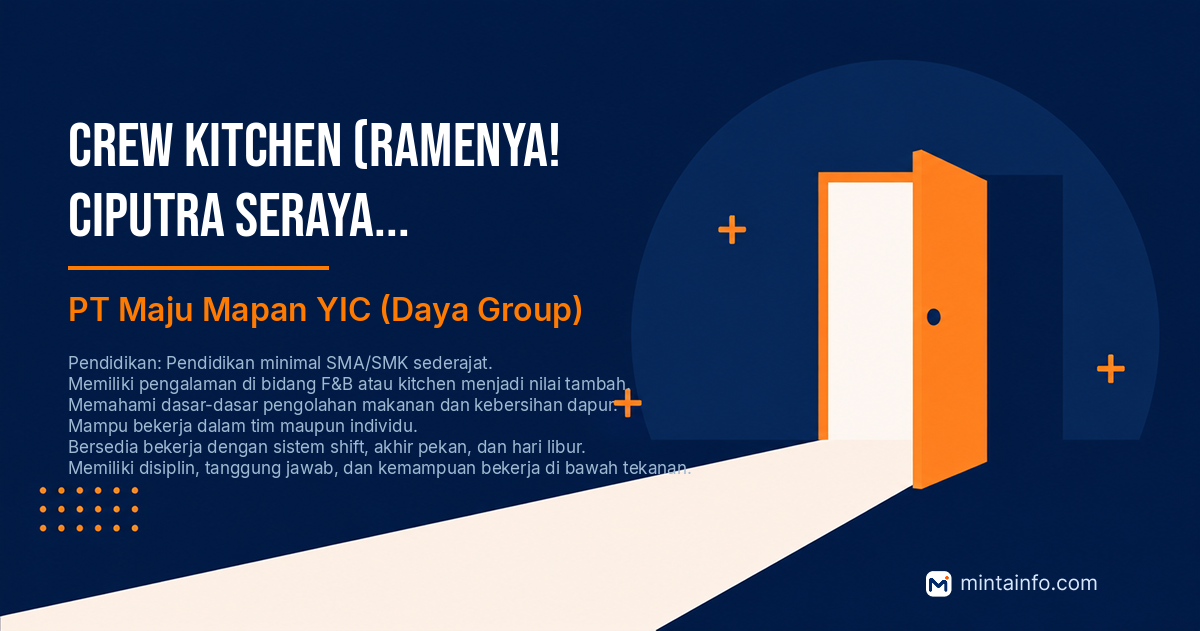 Lowongan Crew Kitchen (RamenYA! Ciputra Seraya Pekanbaru) PT Maju Mapan YIC (Daya Group) Pekanbaru