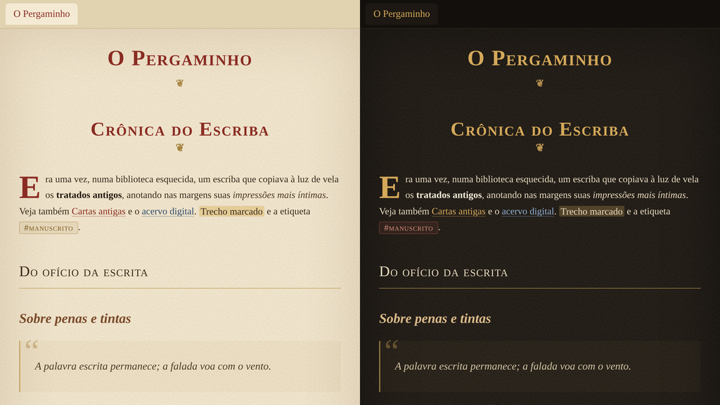 Prévia do PaperK nos modos claro e escuro
