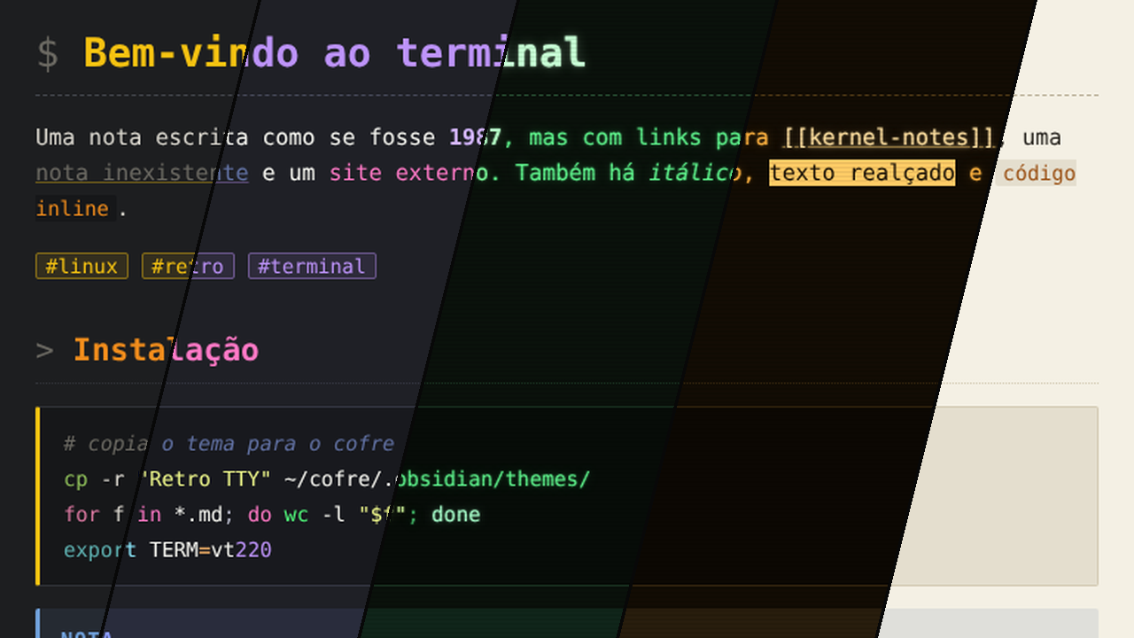 Retro TTY — Tux, Dracula, Phosphor, Amber and Paper