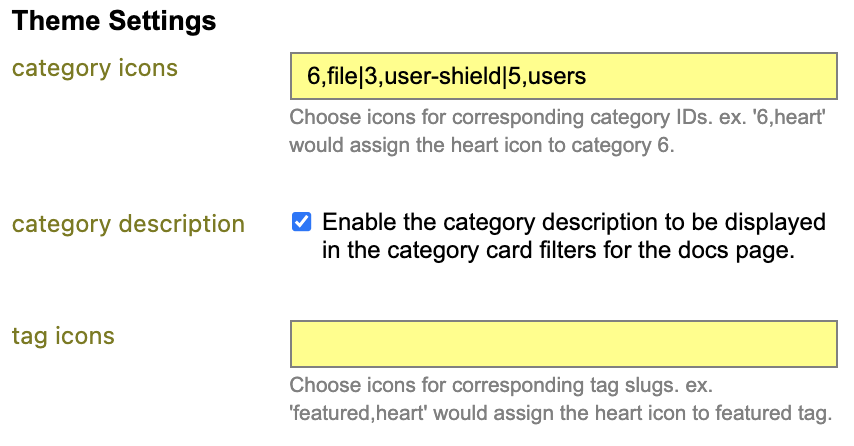 card filter settings