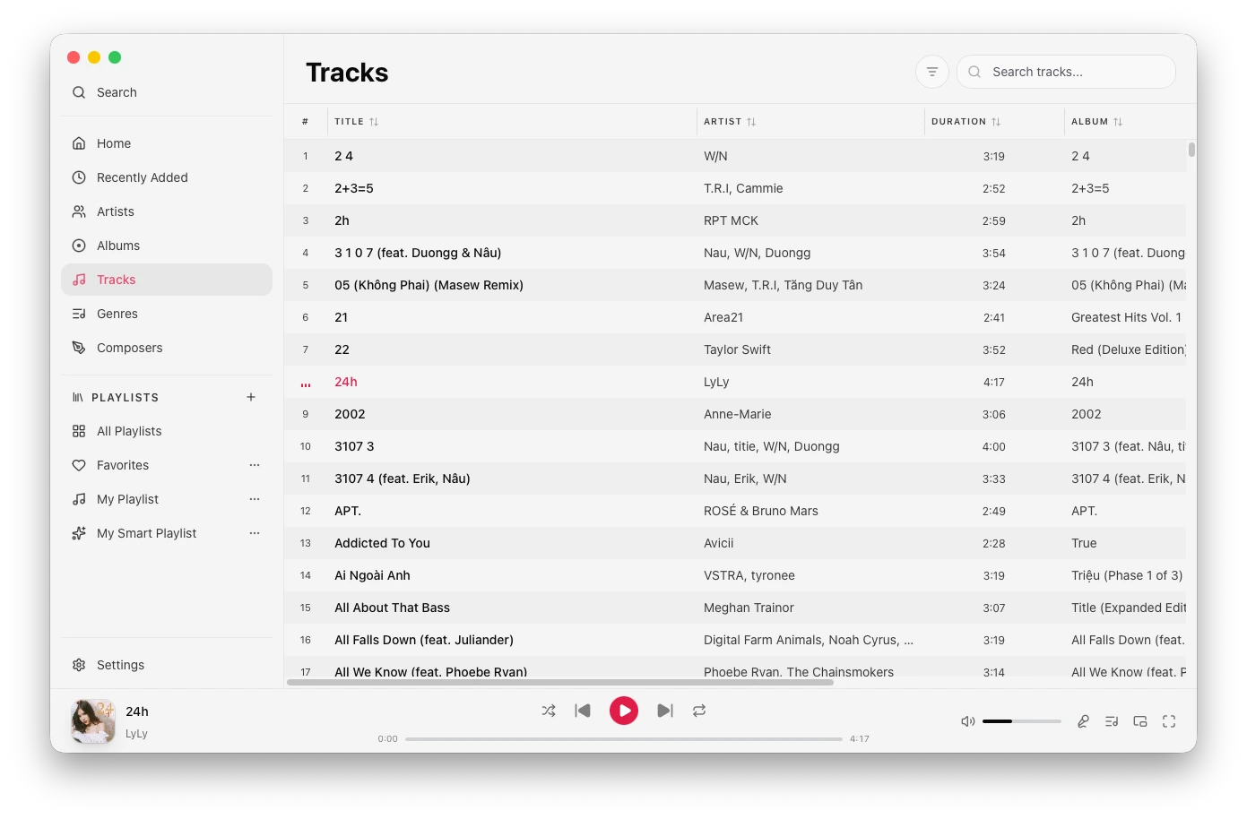 Tracks (compact mode)