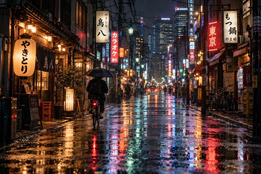 Rainy Tokyo street generated with GPT Image 2