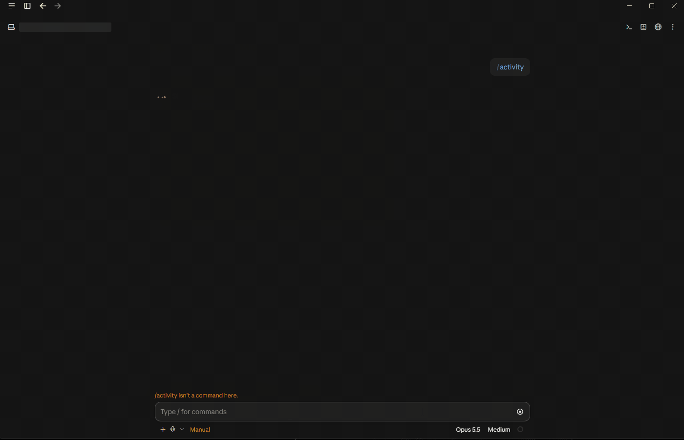 activity panel showing thinking, waiting for approval, then completed tool calls