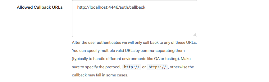 Set Auth0 Client Callback URL