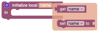 A picture of a lexical variable block with getter and setter blocks