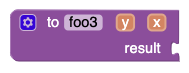 A picture of a procedure definition block with return value