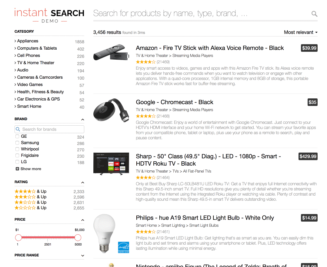 Instant search