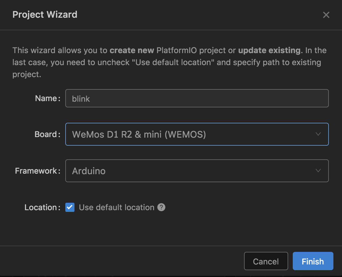 new project wizard