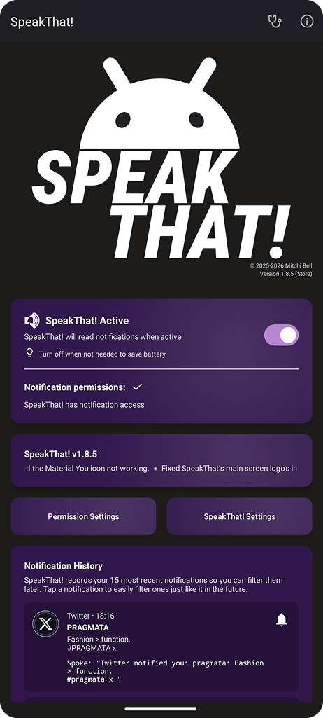 Screenshot 1 of SpeakThat — opens full size