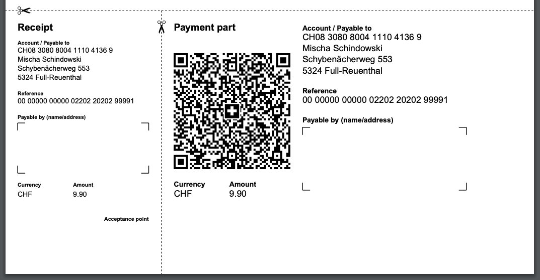 Swiss QR-bill Example, PDF