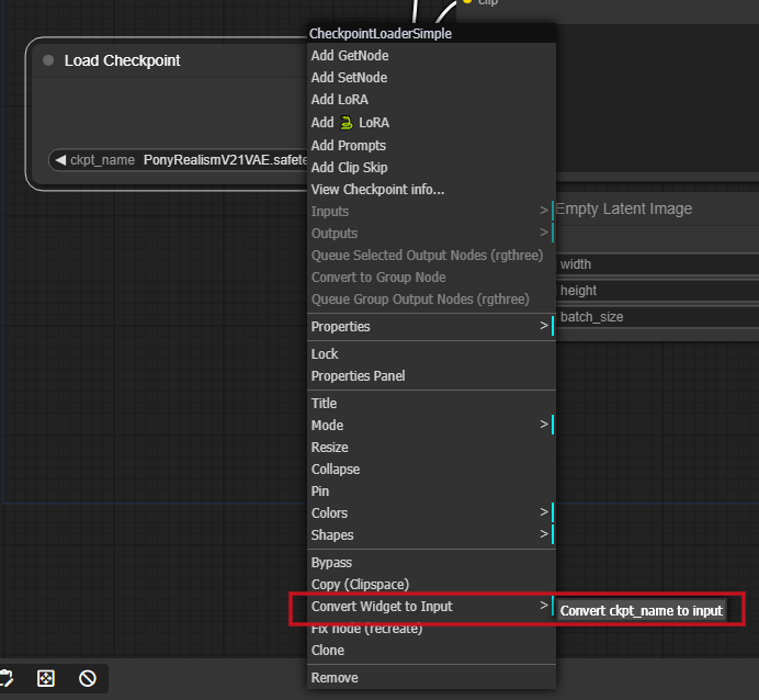 Screenshot of Convert Widget to Input.